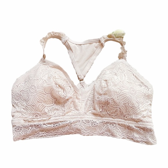 Aerie NWT Light Pink Lace Padded Racerback Bralette Size XL - Picture 1 of 5